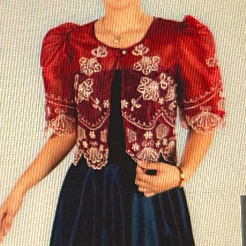Elegant Maroon Filipiniana Embroidered Women's Top
